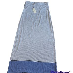 NWT Sophie Max Knit Maxi Skirt XS Stripes Blue Gray Stretch Spring Summer Long